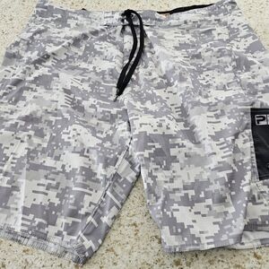 Pixelated Gray Swim Shorts